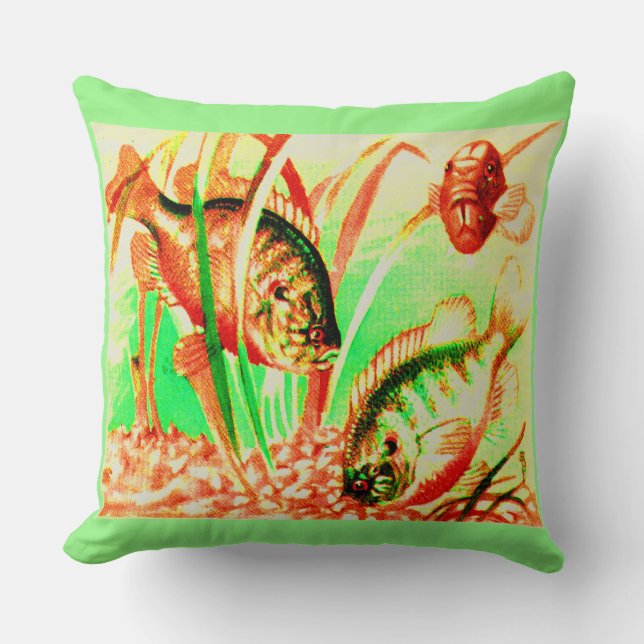 freshwater sunfish print throw pillow (Front)
