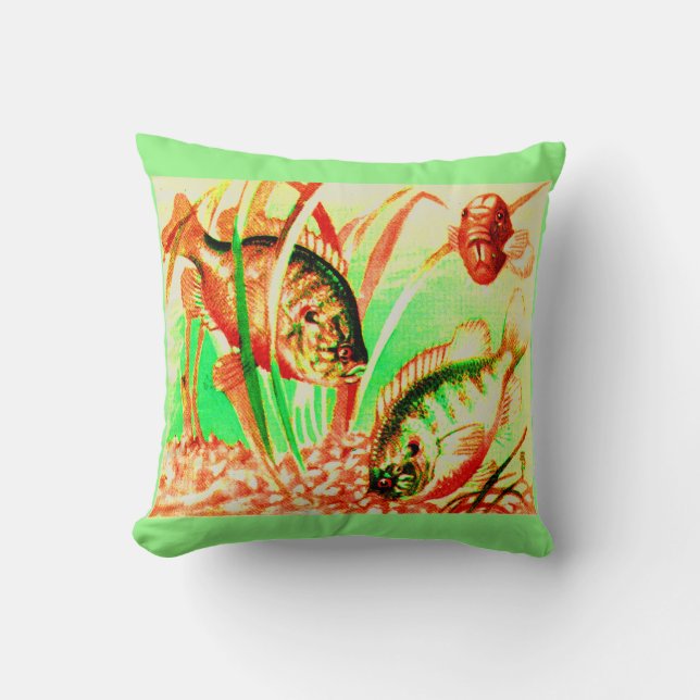 freshwater sunfish print throw pillow (Front)