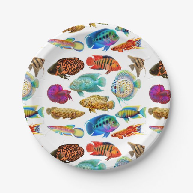 Freshwater Tropical Aquarium Fish Paper Plates (Front)
