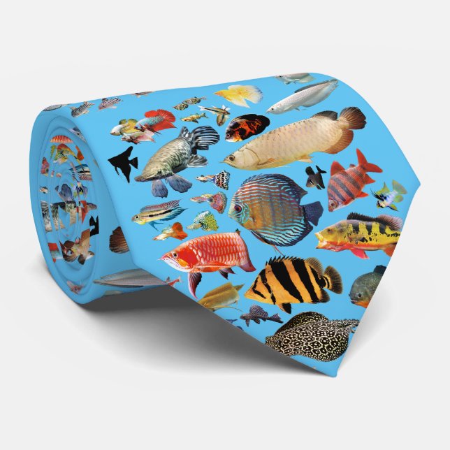Freshwater Tropical fish Neck Tie (Rolled)