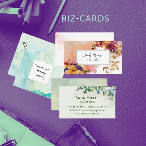 Freshy Water Color Contemporary Square Business Card