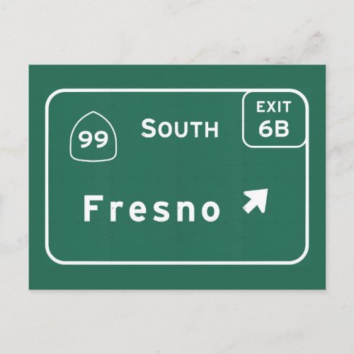 Fresno 99 South Interstate California Highway Postcard