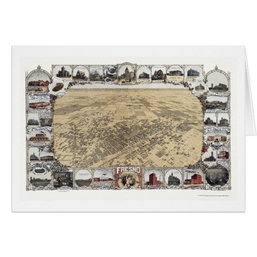 Fresno, CA Panoramic Map - 1901 Cards (Front Horizontal)
