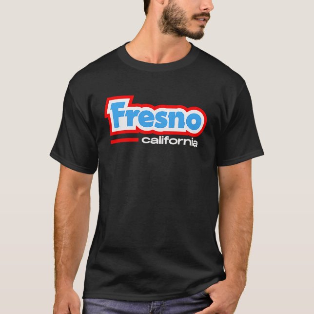 Fresno CA Retro Chunky Typography T-Shirt (Front)