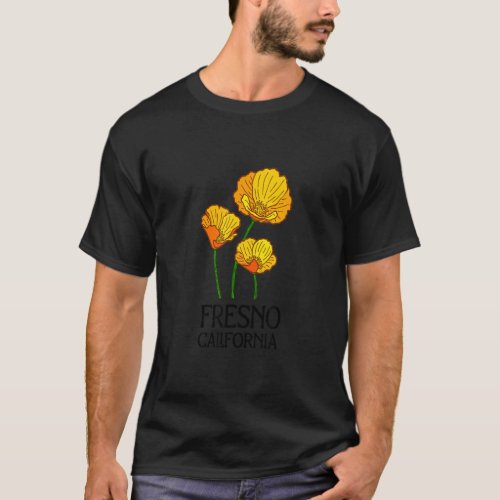 Fresno California CA Poppy Flower State City Vinta T_Shirt