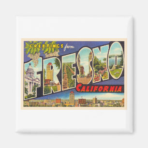 Fresno California CA Vintage Large Letter Postcard Magnet