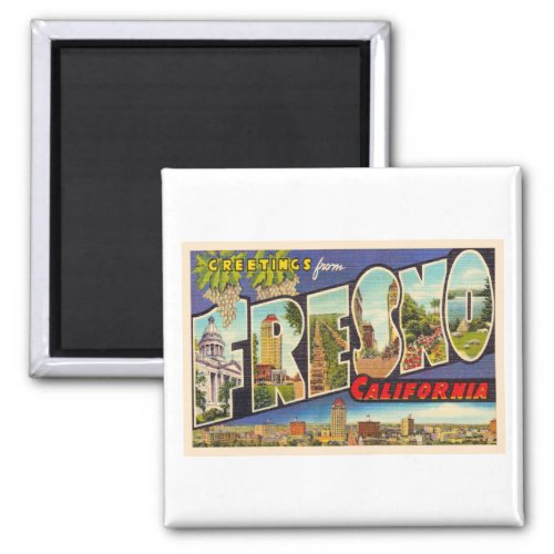 Fresno California CA Vintage Large Letter Postcard Magnet