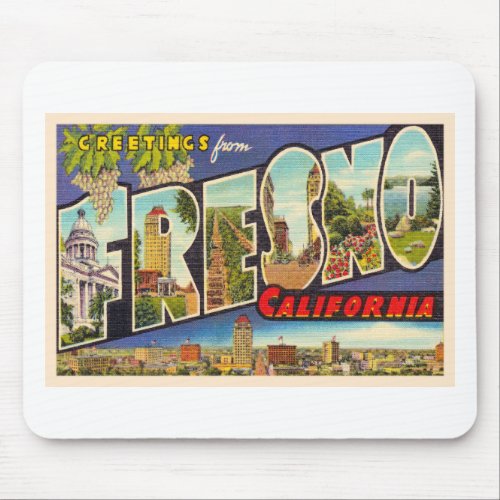 Fresno California CA Vintage Large Letter Postcard Mouse Pad