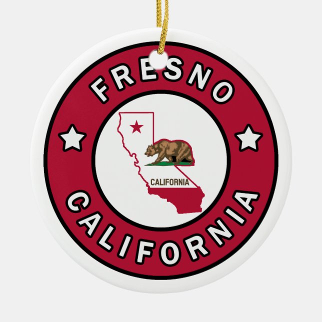 Fresno California Ceramic Ornament (Front)