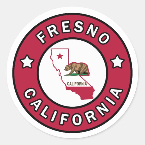 Fresno California Classic Round Sticker