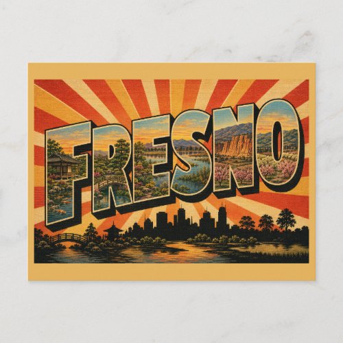 Fresno California Gardens Blossom Trails Art Postcard