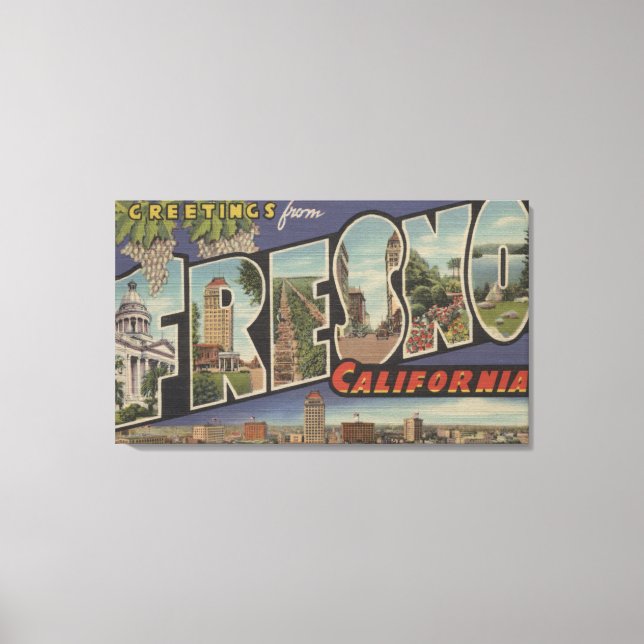 Fresno, California - Large Letter Scenes Canvas Print (Front)