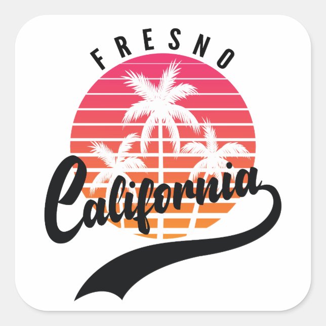 Fresno, California Retro Sticker (Front)