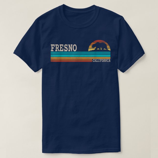 Fresno California State Bear Retro Sunset  T-Shirt (Design Front)