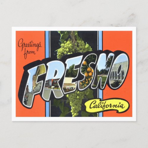 Fresno California Vintage Big Letters Postcard
