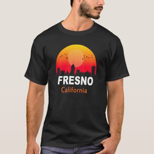 Fresno California Vintage Sunset Retro City State  T_Shirt
