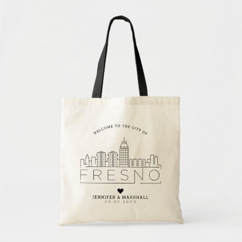 Fresno California Wedding  Stylized Skyline Tote Bag