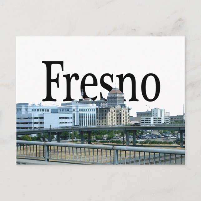 Fresno California with Fresno in the Sky Postcard (Front)