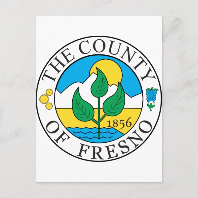Fresno county seal postcard (Front)