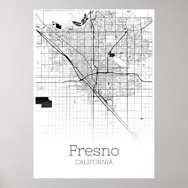 Fresno Map - California - City Map Poster (Front)
