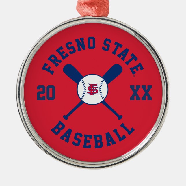 Fresno State Baseball Metal Ornament (Front)