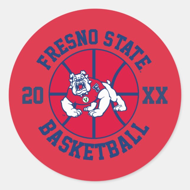 Fresno State Basketball Classic Round Sticker (Front)