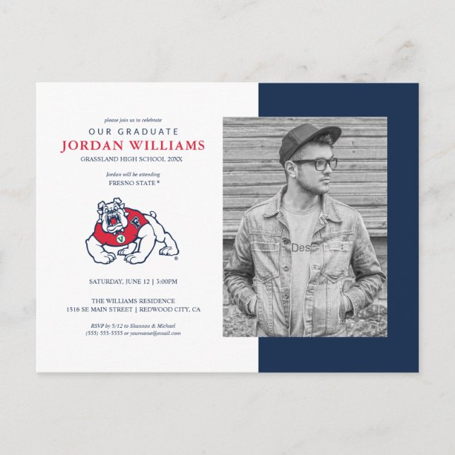 Fresno State Bulldog Graduation Announcement Postcard (Front)