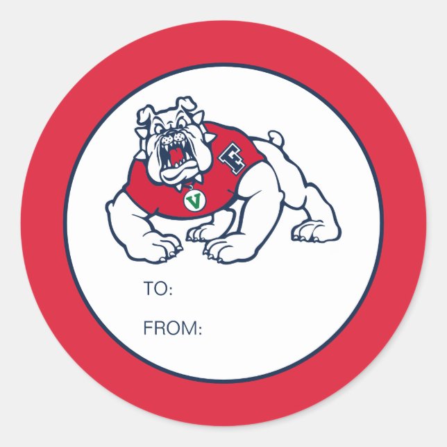 Fresno State Bulldog Graduation Classic Round Sticker (Front)