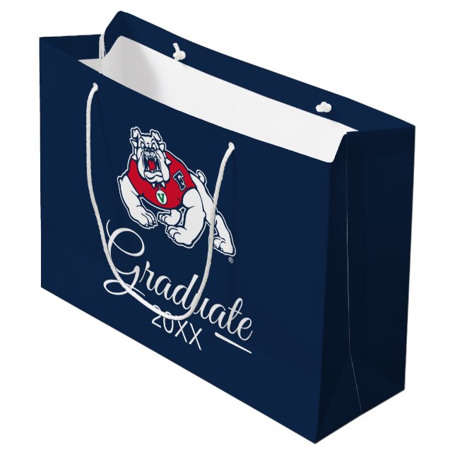 Fresno State Bulldog Graduation Large Gift Bag (Front Angled)
