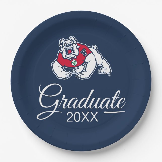 Fresno State Bulldog Graduation Paper Plates (Front)