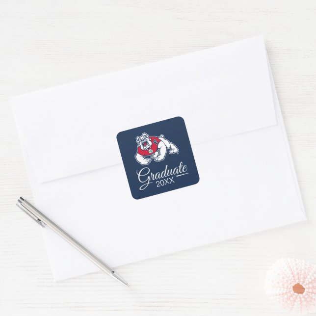 Fresno State Bulldog Graduation Square Sticker (Envelope)