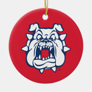 Fresno State Bulldog Head Ceramic Ornament