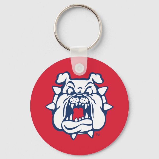 Fresno State Bulldog Head Keychain (Front)