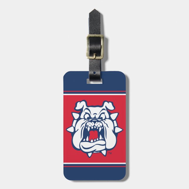 Fresno State Bulldog Head Luggage Tag (Front Vertical)