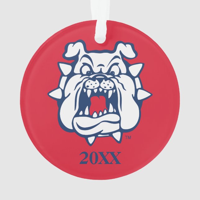 Fresno State Bulldog Head Ornament (Back)