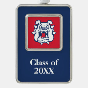 Fresno State Bulldog Head Silver Plated Framed Ornament
