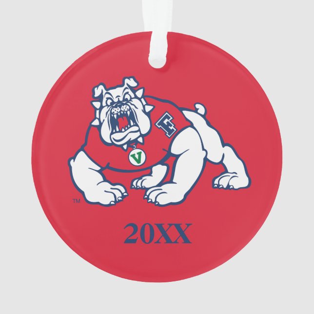 Fresno State Bulldog with Year Ornament (Back)