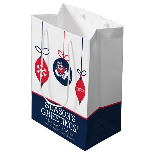 Fresno State Bulldogs Holiday Medium Gift Bag (Front Angled)