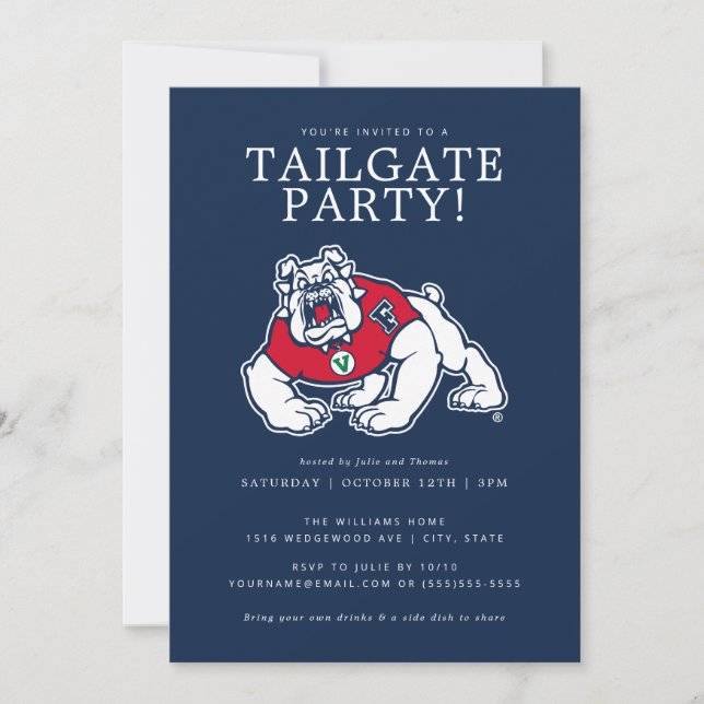 Fresno State College Football Tailgate Party Invitation (Front)