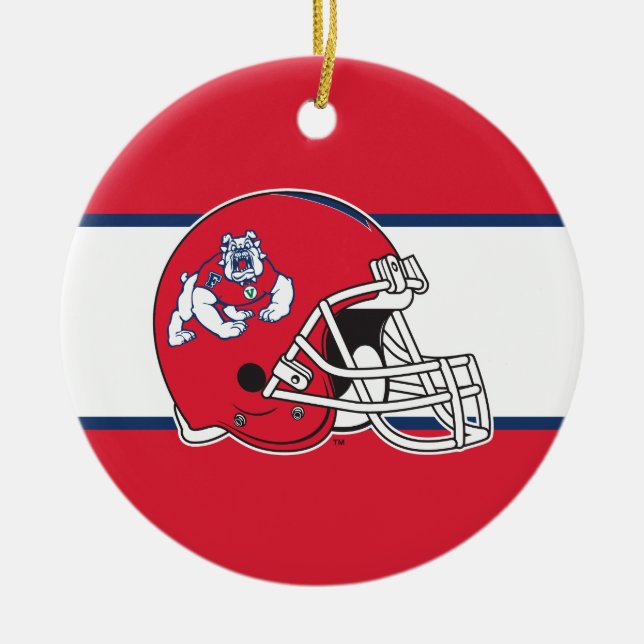 Fresno State Helmet Ceramic Ornament (Front)
