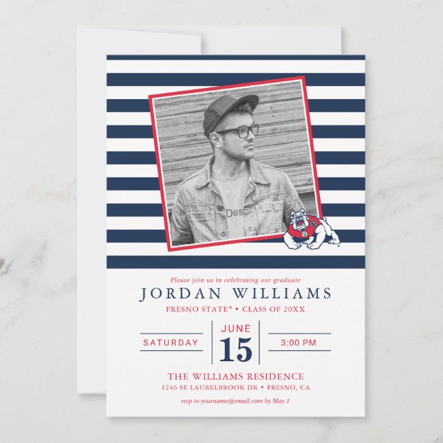 Fresno State Striped Graduation Announcement (Front)