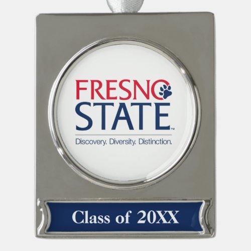 Fresno State University Slogan Silver Plated Banner Ornament