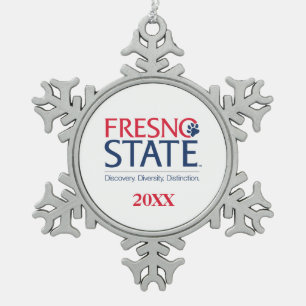 Fresno State University Slogan Snowflake Pewter Christmas Ornament