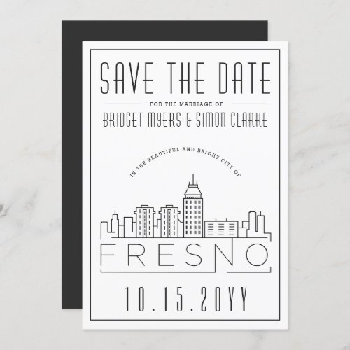 Fresno Wedding  Stylized Skyline Save the Date Invitation