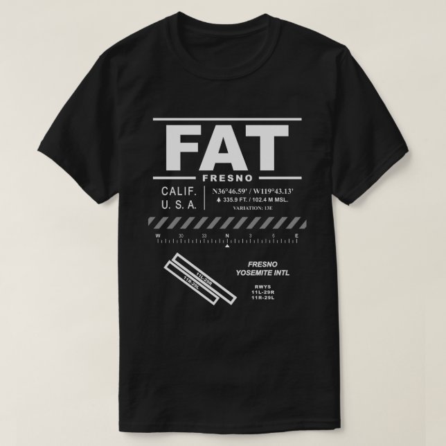 Fresno Yosemite International Airport FAT T-Shirt (Design Front)