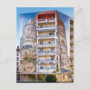 Fresque Tour de Babel - Mur peint - Lyon Postcard