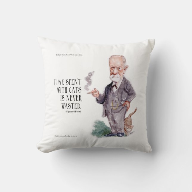 Freud & Quote About Cats Throw Pillow (Front)