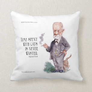 Freud & Quote About Cats Throw Pillow