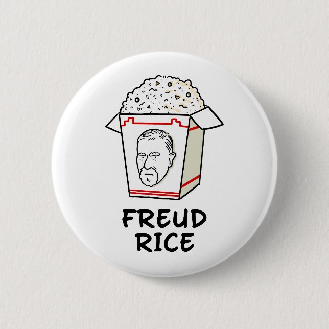 Freud Rice Food Psychology Pun Button (Front)