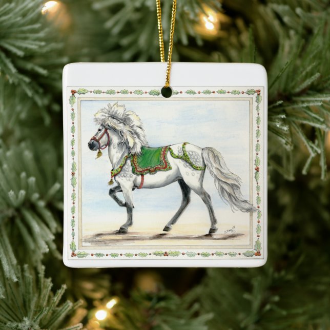 Frey Jol Icelandic Horse Christmas Ceramic Ornament (Tree)